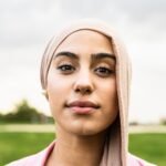 Portrait of Muslim woman looking in front of camera